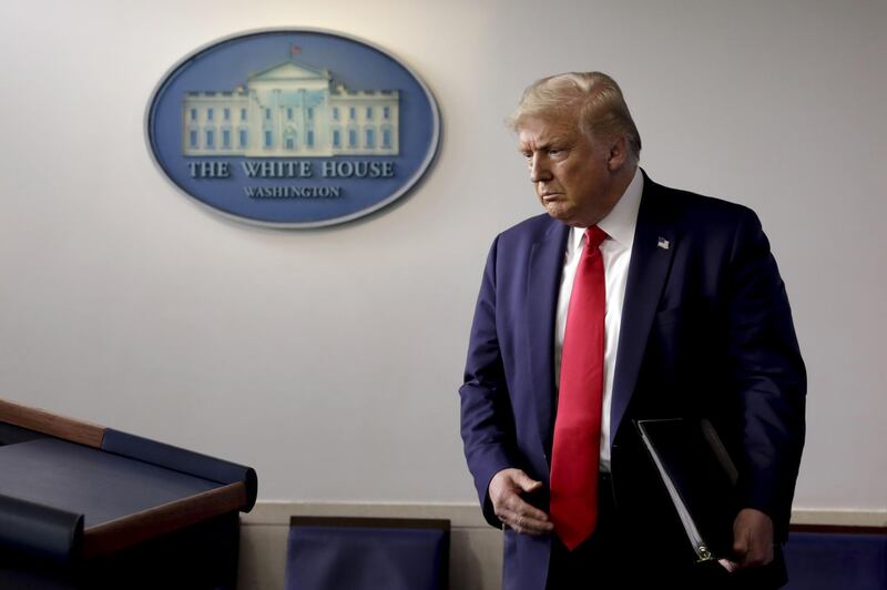 U.S. President Donald Trump arrives to a news conference in the James S. Brady Press Briefing Room at the White House in Washington, D.C., U.S. on Thursday, July 23, 2020. Trump said he's canceling the Republican convention scheduled for next month in Jacksonville, Florida, as the coronavirus outbreak continues to grow. Photographer: Yuri Gripas/Abaca/Bloomberg