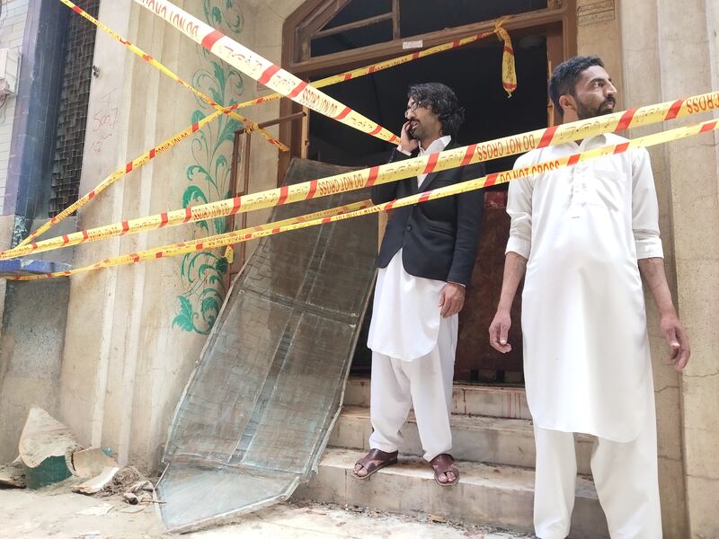 A cordoned off area in the aftermath of the explosion. There are several markets in the area, which is usually crowded around the time of Friday prayers. EPA