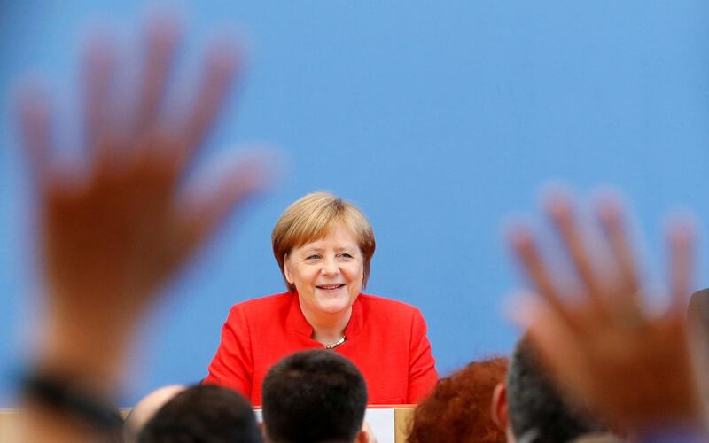 German Chancellor Angela Merkel holds the annual summer news conference in Berlin, Germany, July 20, 2018. REUTERS/Fabrizio Bensch      TPX IMAGES OF THE DAY