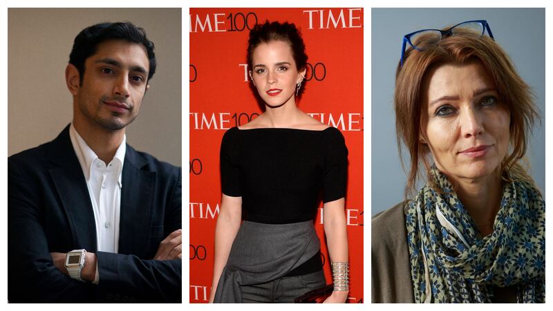 From left: Riz Ahmed, Emma Watson and Elif Shafak were among those to sign an open letter demanding the British government offer safe passage to Afghan performers. Reuters, EPA, Alamy