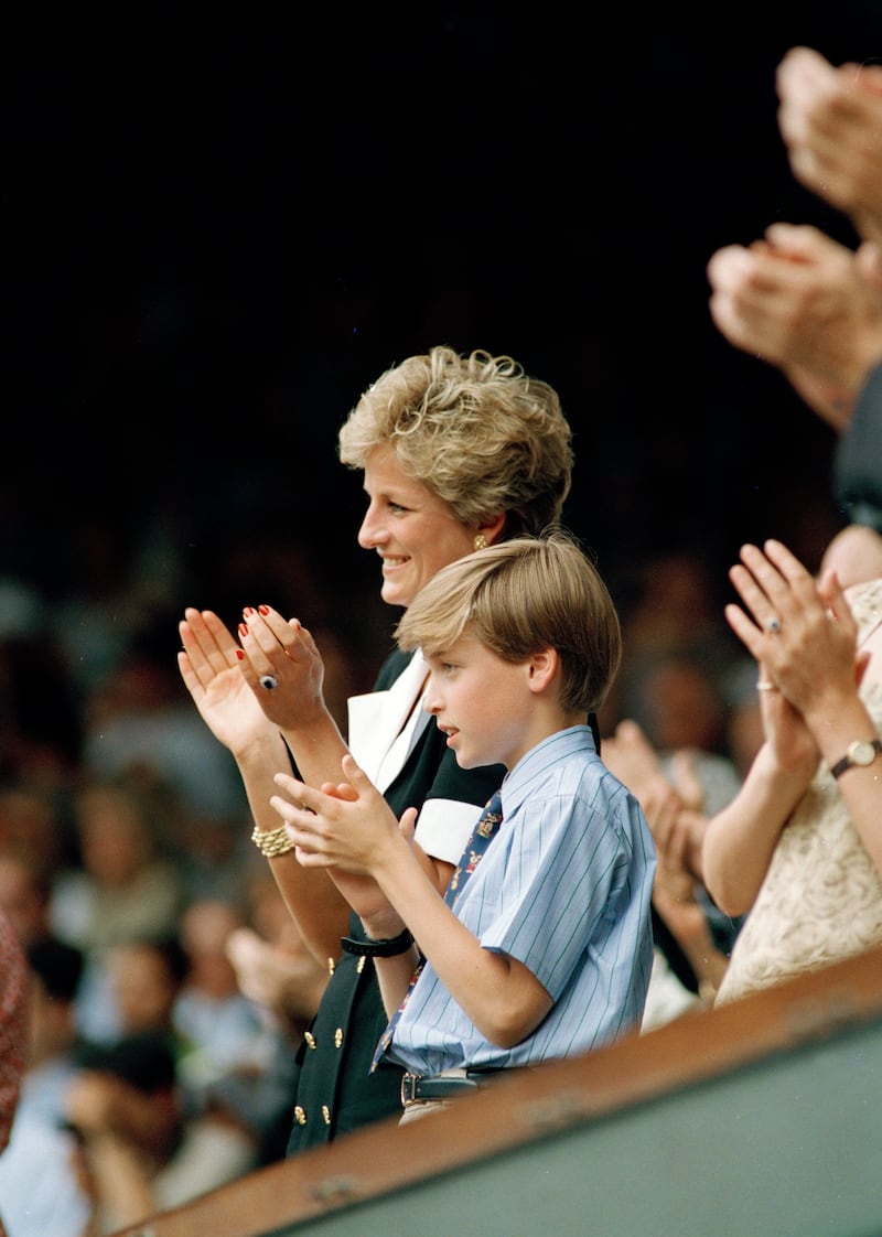 1994: Prince William and Princess Diana applaud the Wimbledon Ladies' Tennis Championship presentations after the final. AP Photo
