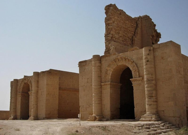 This photo taken on July 27, 2005 shows two temples still standing more than 1,750 years after the Sassanian empire razed the Mesopotamian city of Hatra, 320 kilometers north of Baghdad, Iraq. Antonio Castaneda, File/AP Photo