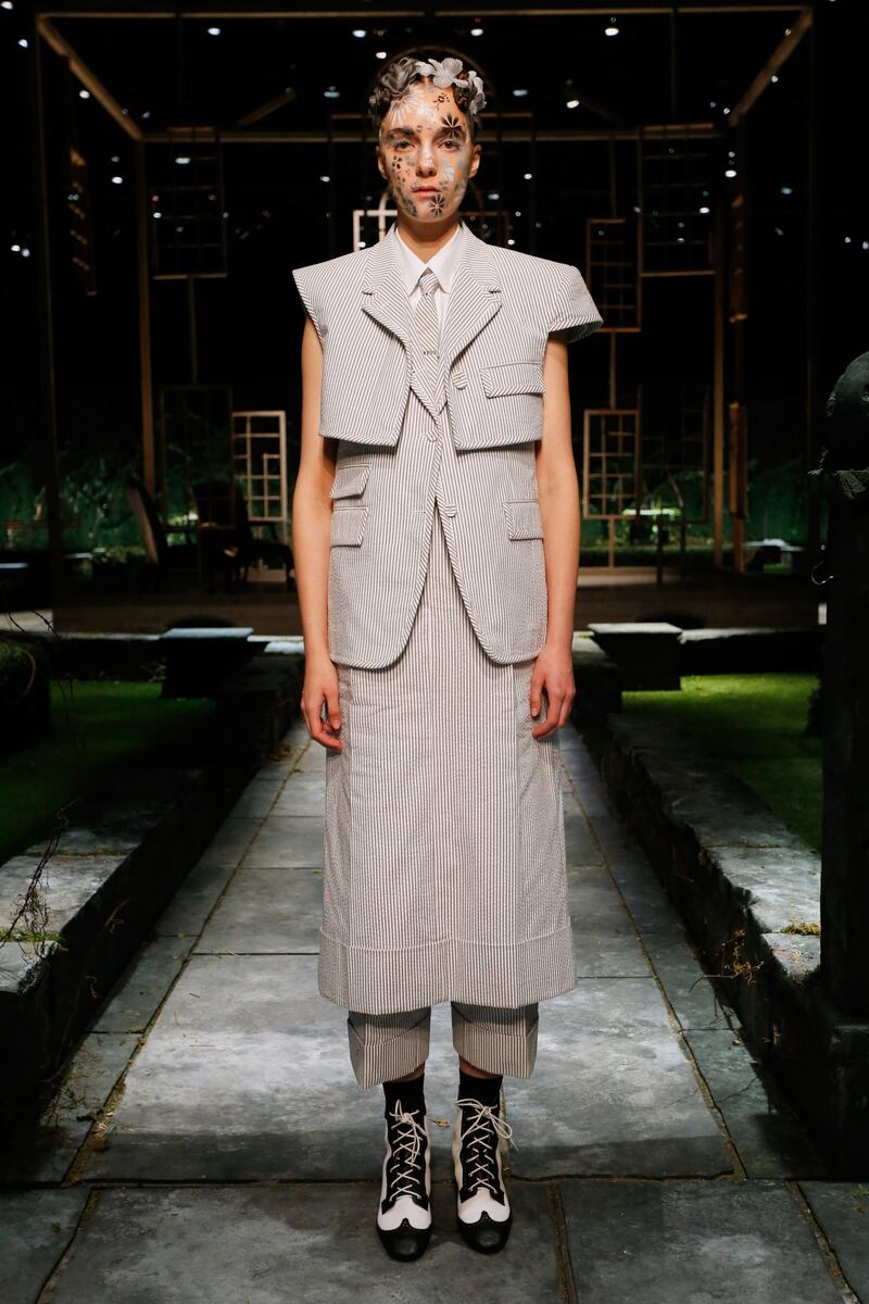 The suit is reimagined by Thom Browne. Photo: Thom Browne