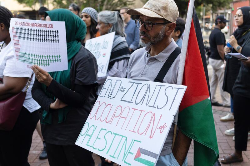 Protesters hold a vigil as part of a demonstration organised by the South African Jews for a free Palestine, in Johannesburg last week. EPA