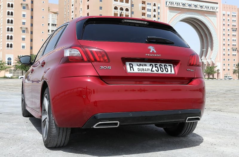 The Peugeot 308 GT comes with a starting pricetag of Dh104,000 . Pawan Singh / The National