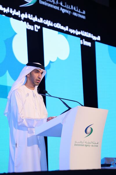 Dr Thani Al Zeyoudi addresses the launch event on Monday. Environment Agency Abu Dhabi.