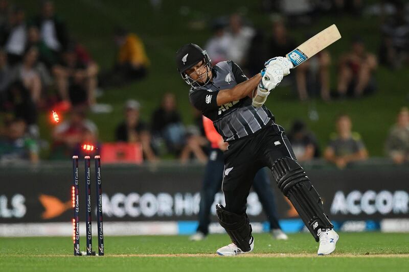 Trent Boult of New Zealand is bowled by England's Chris Jordan. Getty