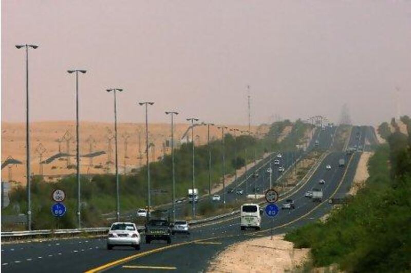 Work is taking place to widen the Dubai-Al Ain Road. The National