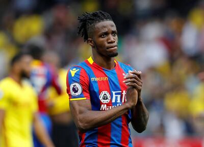 Soccer Football - Premier League - Watford v Crystal Palace - Vicarage Road, Watford, Britain - April 21, 2018   Crystal Palace's Wilfried Zaha applauds fans after the match    REUTERS/Darren Staples    EDITORIAL USE ONLY. No use with unauthorized audio, video, data, fixture lists, club/league logos or "live" services. Online in-match use limited to 75 images, no video emulation. No use in betting, games or single club/league/player publications.  Please contact your account representative for further details.
