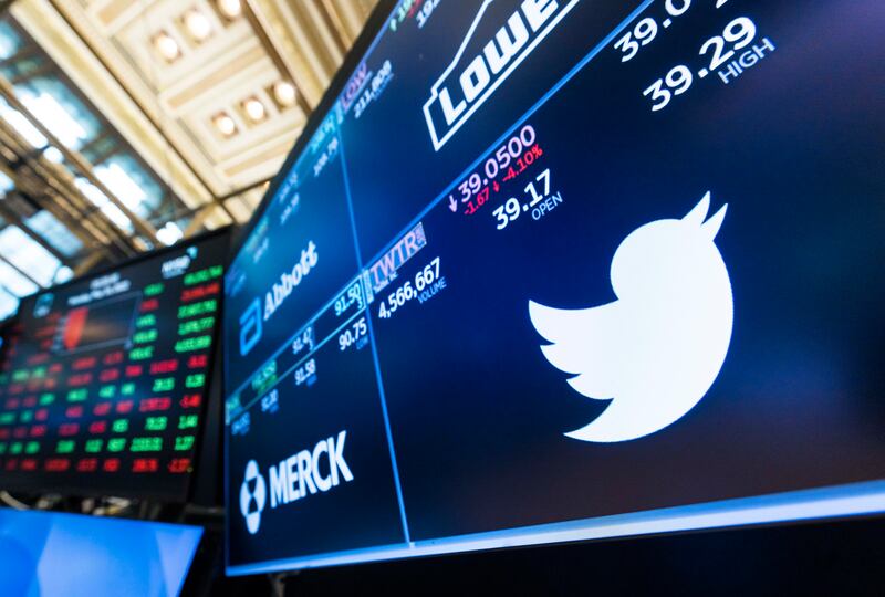 Twitter shares jumped nearly 1.5 per cent to $37.95 at 9pm UAE time on Tuesday. EPA