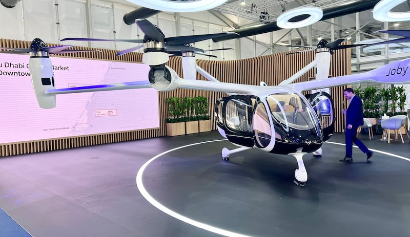 Joby Aviation was one of many companies showing off their vision of future transportation at the DriftX mobility exhibition in Abu Dhabi. Photo: Cody Combs