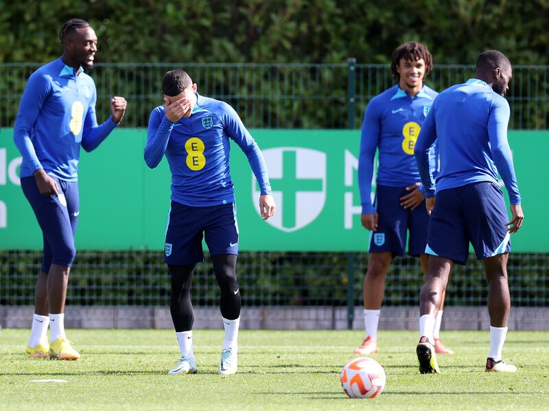 England's Tammy Abraham. Phil Foden and Trent Alexander-Arnold. Getty