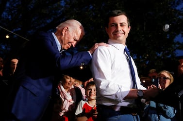 Photographed in March when former Democratic presidential candidate Pete Buttigieg endorsed Joe Biden for presidency. Reuters