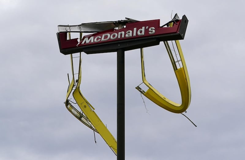 A damaged McDonald's sign. Reuters