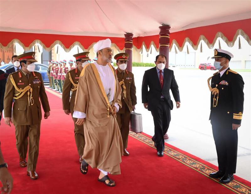 A high-level delegation of officials and diplomats is accompanying Sultan Haitham on his visit.