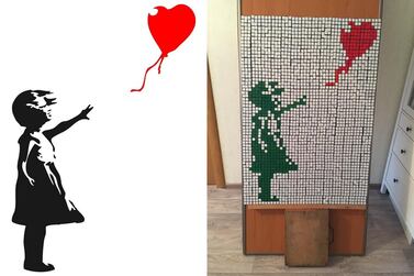 Andrey Maslov remade Banksy's 'Girl with Balloon' out of Rubik's Cubes. 