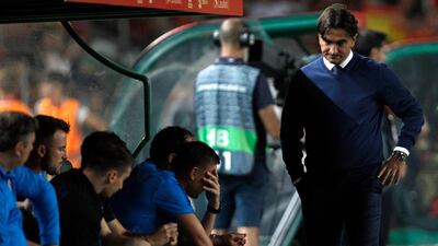 It was a dismal night in Spain for Zlatko Dalic, right, and his Croatia side, losing 6-0 in their Uefa Nations League opener. AP Photo 