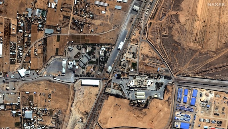 A satellite picture showing the Rafah border crossing to Egypt.  AFP