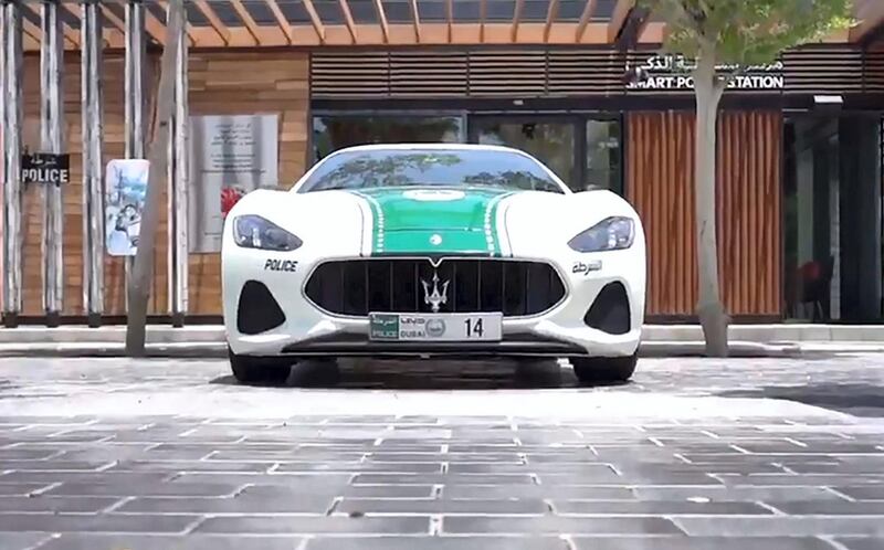 The Maserati GranTurismo allows traffic police to cruise the streets of Dubai in style, as well as comfort. Photo: Dubai Police