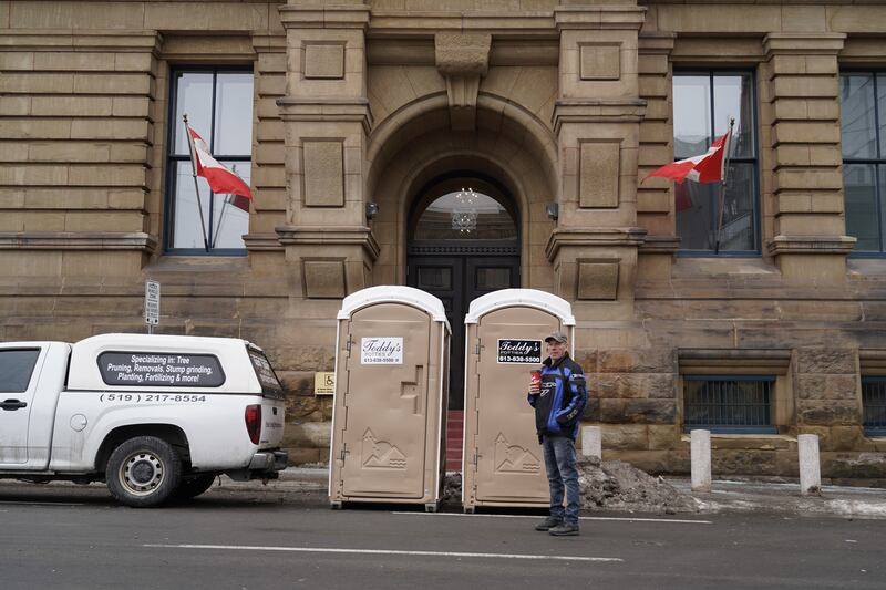 Portable toilets have been set up near the main protest site in Ottawa. Willy Lowry / The National