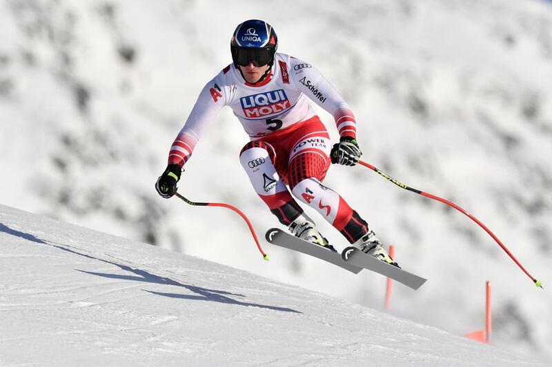 Austria's Matthias Mayer on a training run for the men's Downhill event at the 2019 FIS Alpine Ski World Championships at the National Arena in Are, Sweden. AFP