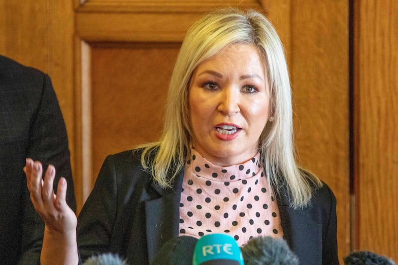 Sinn Fein's Michelle O'Neill has held talks with the UK's Northern Ireland Secretary Brandon Lewis. AFP