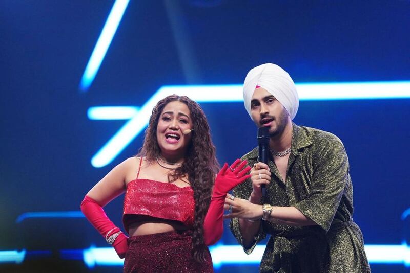 Neha Kakkar and Rohanpreet Singh on the IIFA Rocks stage. 