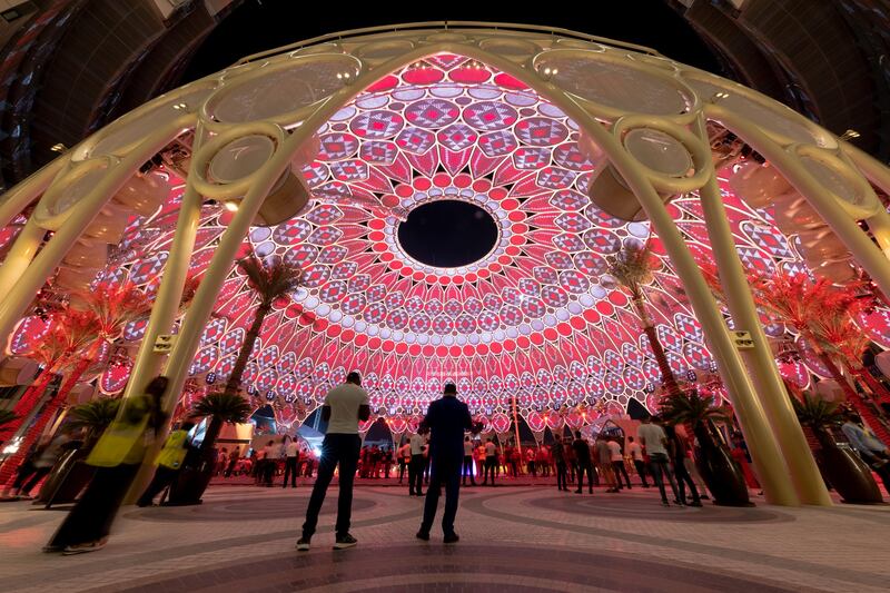 Visitors admire the dome at Al Wasl Plaza at Expo 2020 Dubai. Photo: Expo 2020 Dubai