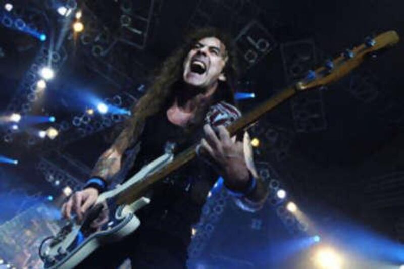 The Iron Maiden bassist, Steve Harris, at a concert in 2005. The heavy metal rockers will be performing in Dubai in February.