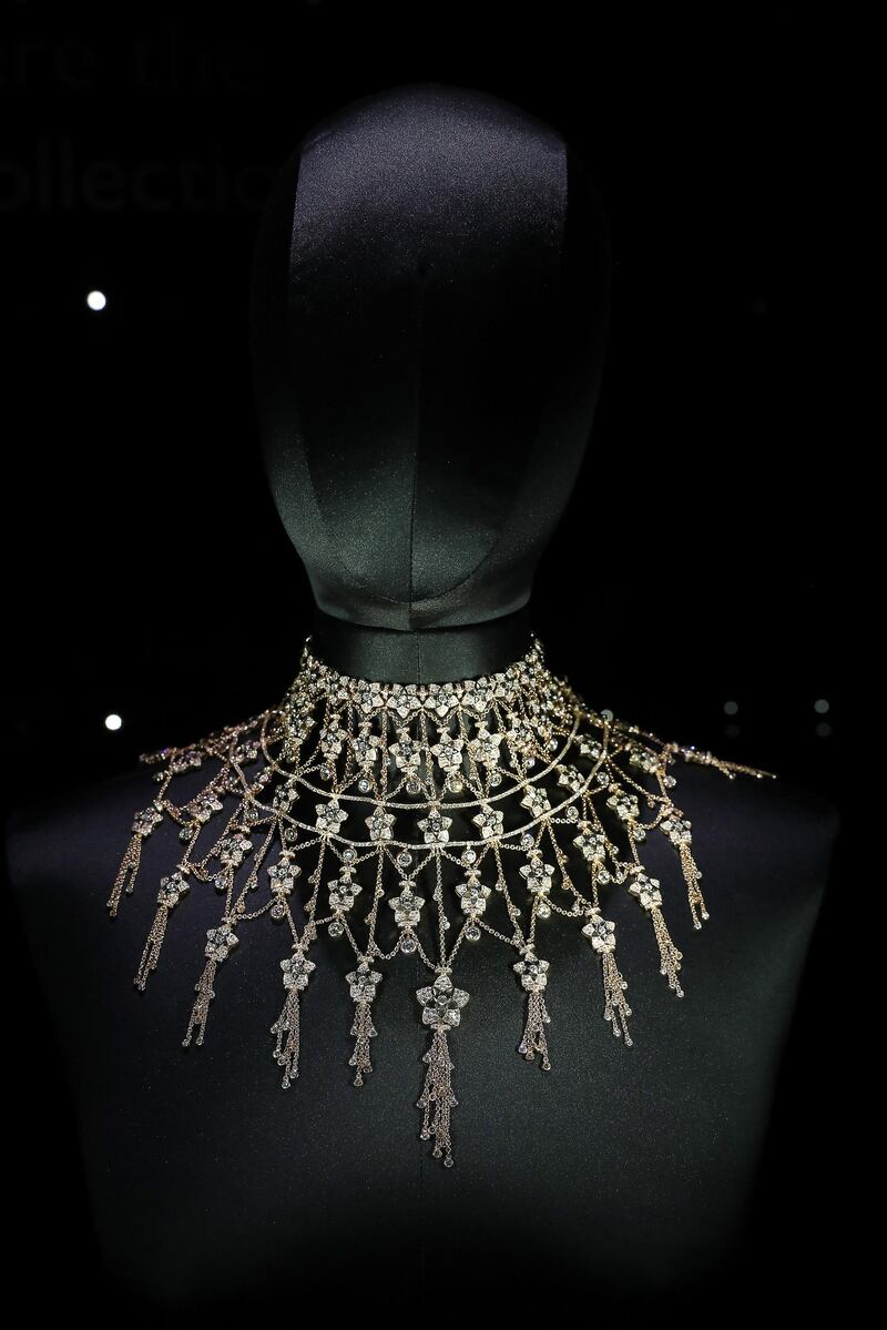 ABU DHABI, UNITED ARAB EMIRATES , Feb 11  – 2020 :- HH Sheikha Fatima bint Hazza bin Zayed al Nahyan launched a collection of jewellery with Bulgari at the Louvre in Abu Dhabi.  (Pawan  Singh / The National) For Lifestyle/Online. Story by Selina