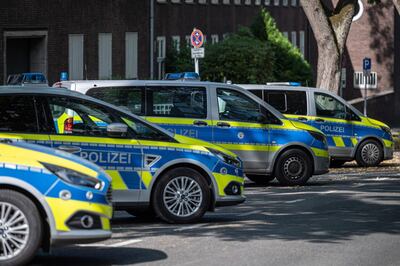 ESSEN, GERMANY - SEPTEMBER 17: Police cars are seen in front of a police station on September 17, 2020 in Muelheim, Germany. A total of 29 police officers working in the Essen jurisdiction, many of them in nearby Muelheim, have been suspended after they were found to be participating in far-right online chat groups. Memes the officers shared included ones showing the Nazi swastika, a refugee in a gas chamber and the shooting of a Black man. The suspensions come on top of a string of right-wing cases among police in Germany, including a small group that had sent threatening emails to human rights activists and left-wing politicians and signed them with "Heil Hitler" and NSU 2.0, the latter a reference to a former far-right domestic terror group. (Photo by Lukas Schulze/Getty Images)