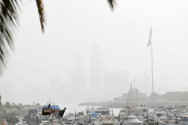 Reduced visibility along the Corniche, Abu Dhabi. Khushnum Bhandari / The National
