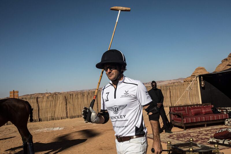 Uruguayan player David Stirling Jr prepares to take part in a match.