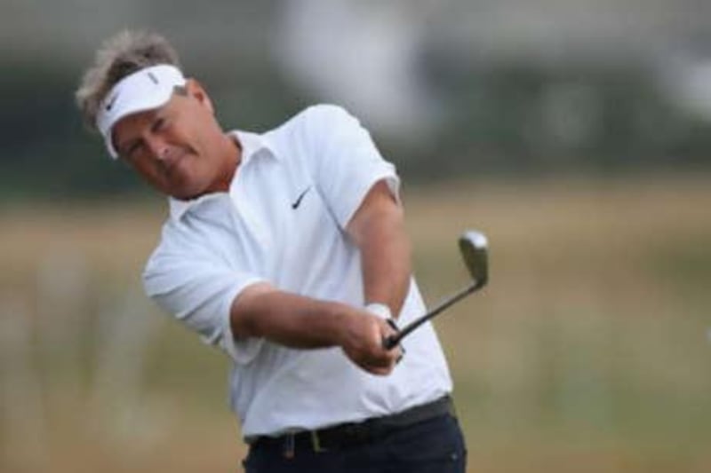 The American golfer John Cook on the par 4 18th hole at Troon.