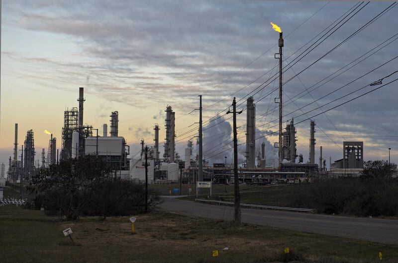 A Valero Energy Corp. refinery in Corpus Christi, Texas, U.S., Friday, Feb. 19, 2021. Natural gas futures fluctuated Friday as an energy crisis plaguing the central U.S. eased amid an outlook for milder weather and a decline in blackouts. Photographer: Eddie Seal/Bloomberg