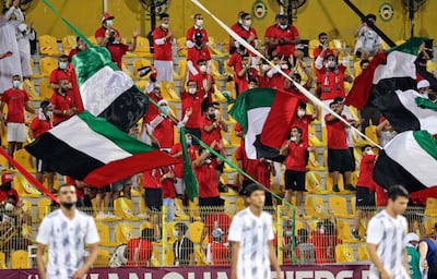 Supporters cheer on the UAE at the Zabeel Stadium. AFP