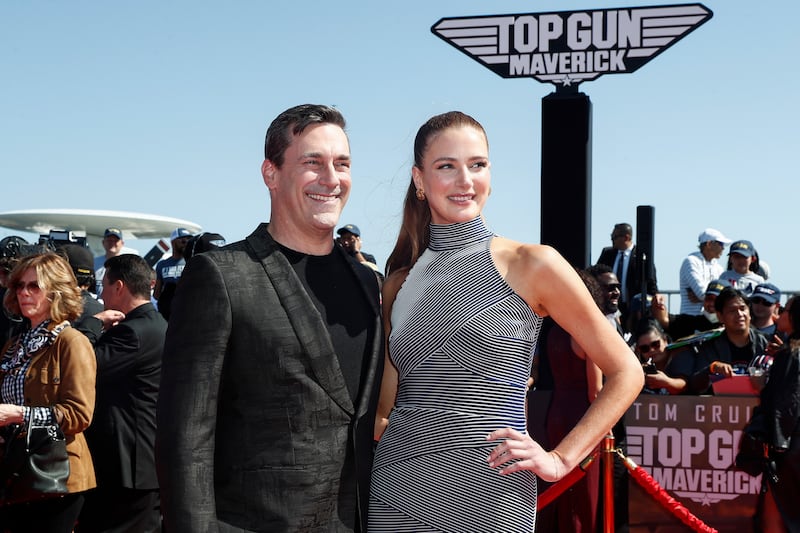 Jon Hamm and girlfriend Anna Osceola at the world premiere of 'Top Gun: Maverick'. EPA