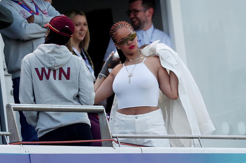 Rihanna during the match. Action Images via Reuters