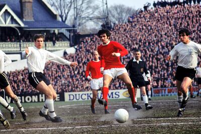 George Best, Manchester United in action against FulhamNo Use UK. No Use Ireland. No Use Belgium. No Use France. No Use Germany. No Use Japan. No Use China. No Use Norway. No Use Sweden. No Use Denmark. No Use Holland