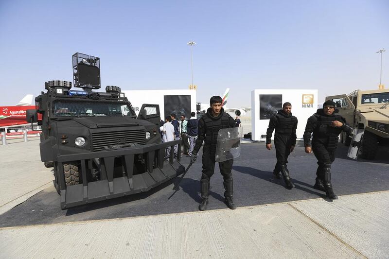 Internal security vehicle by Nimr, one of Tawazun’s twelve subsidiaries that manufactures defence vehicles in Abu Dhabi goes on display. Sarah Dea/The National