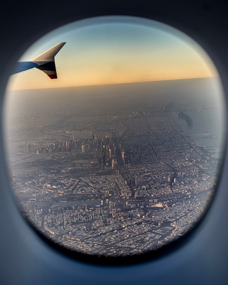 The view from Prince William's plane as he arrives in Dubai. Photo: Kensington Royal