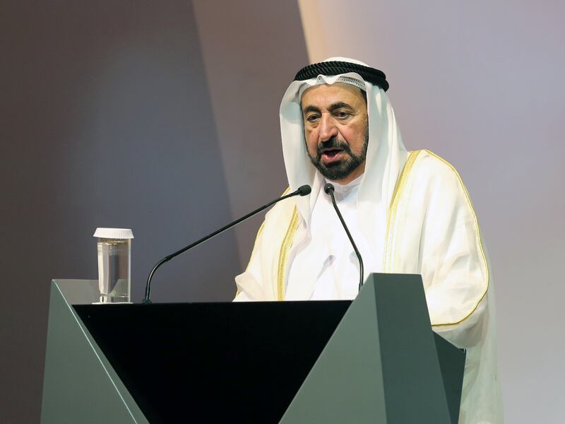 DUBAI, UNITED ARAB EMIRATES -HH Sheikh Dr. Sultan bin Muhammad Al Qasimi, UAE Supreme Council Member and Ruler of Sharjah at the International Summit Communication Forum 2019 at Expo Centre Sharjah.  Leslie Pableo for The National for Patrick Ryan's story