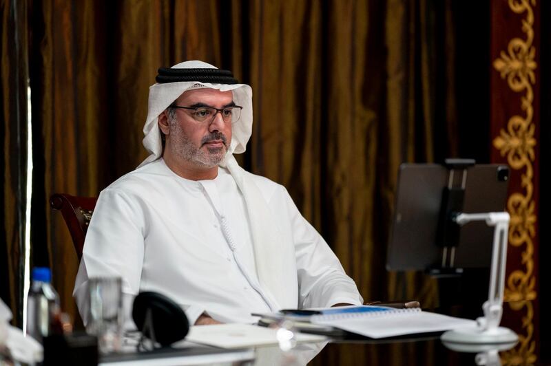 Sheikh Mohammed bin Khalifa, member of the Executive Council, attends a Supreme Petroleum Council meeting on Sunday. Courtesy: Sheikh Mohamed bin Zayed Twitter