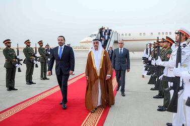 Saad Hariri is received by Lt General Sheikh Saif bin Zayed, Deputy Prime Minister and Minister of the Interior on Sunday. Courtesy: Wam