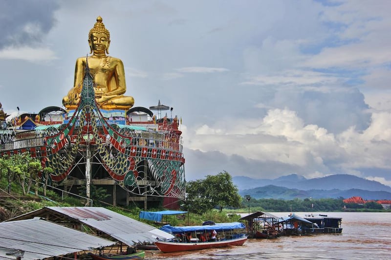 A temple on the banks of the Mekong River in the Golden Triangle. Getty Images