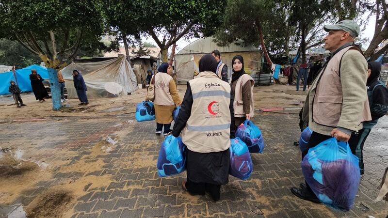 The Emirates Red Crescent distributes winter clothes and food to people in the Gaza Strip, as part of Operation Gallant Knight 3, launched by the UAE under the directives of President Sheikh Mohamed to support the Palestinian people. Wam