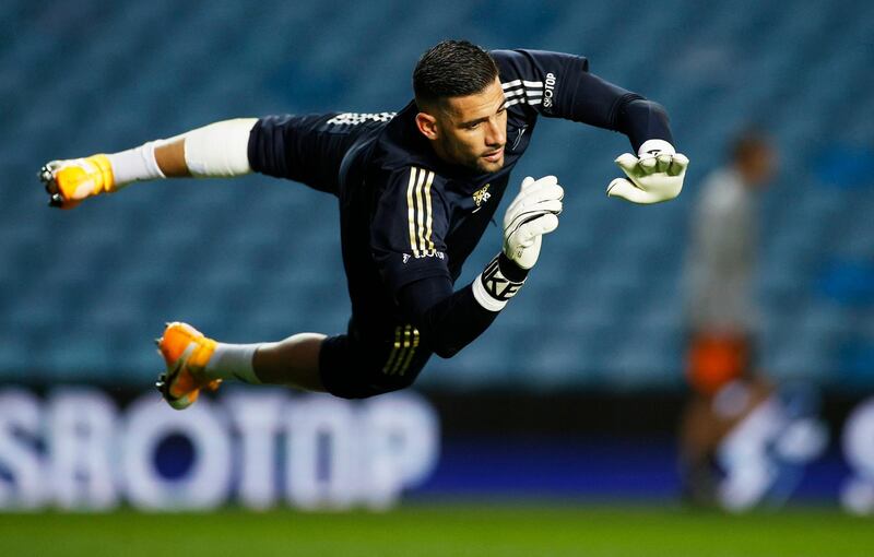 Soccer Football - Carabao Cup Second Round - Leeds United v Hull City - Elland Road, Leeds, Britain - September 16, 2020 Leeds United's Kiko Casilla during the warm up before the match Pool via REUTERS/Phil Noble EDITORIAL USE ONLY. No use with unauthorized audio, video, data, fixture lists, club/league logos or 'live' services. Online in-match use limited to 75 images, no video emulation. No use in betting, games or single club/league/player publications.  Please contact your account representative for further details.