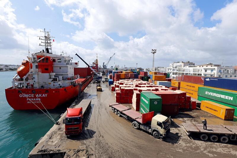 Containers are seen at a port terminal in Bizerte, Tunisia, March 27, 2018. Picture taken March 27, 2018. REUTERS/Zoubeir Souissi