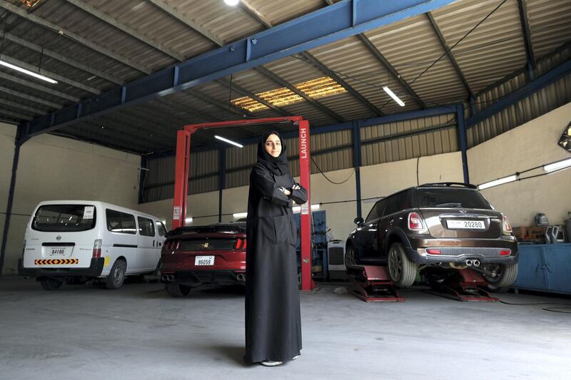 Sharjah, United Arab Emirates - Reporter: Shireena Al Nowais. News. Huda Al Matrooshi is the first female Emirati car mechanic. Tuesday, April 6th, 2021. Sharjah. Chris Whiteoak / The National