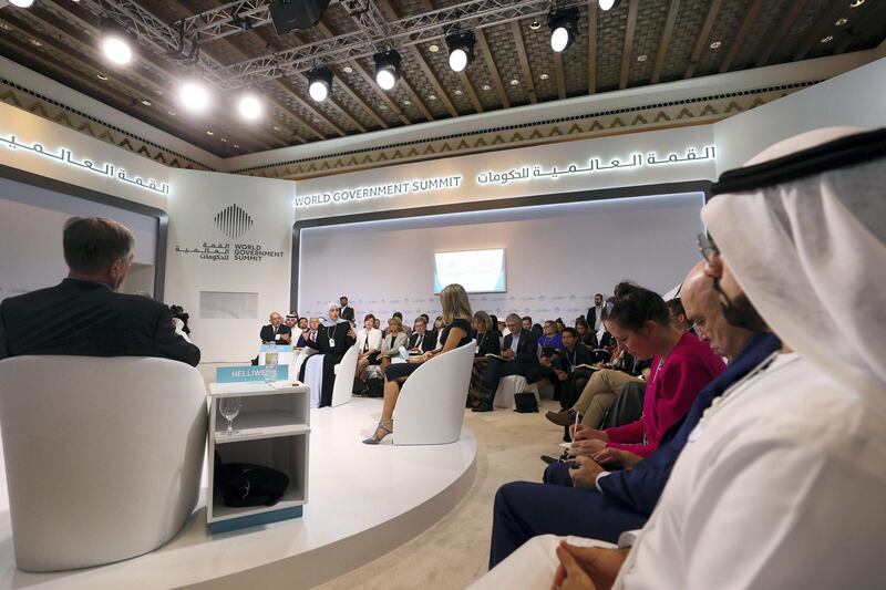 Dubai, United Arab Emirates - February 10, 2019: Launching the Global Happiness and Wellbeing Policy Report during day 1 at the World Government Summit. Sunday the 10th of February 2019 at Madinat, Dubai. Chris Whiteoak / The National